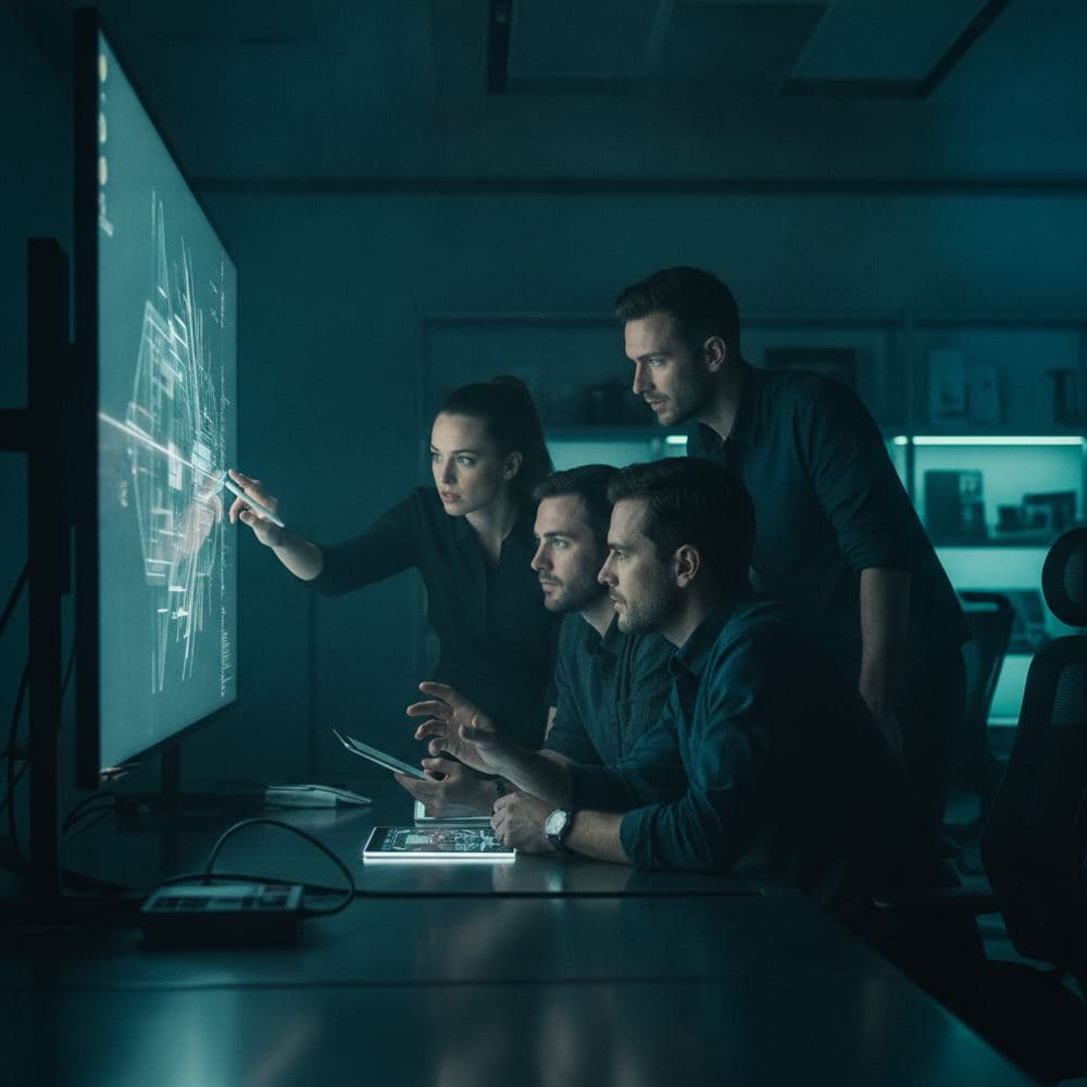 The Forge team collaborating on a website design